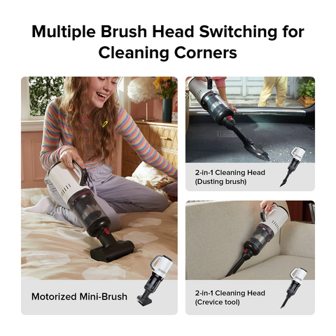 Dyad Pro Combo features interchangeable brush heads for effective corner cleaning